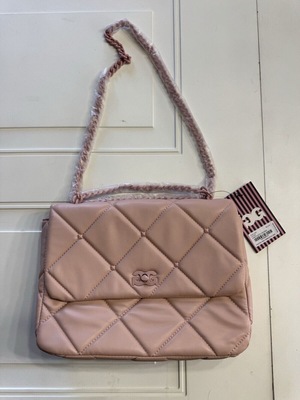 Gilda Paris Quilted Blush Pink Crossbody Purse Chain Strap Medium NWT MSRP $140